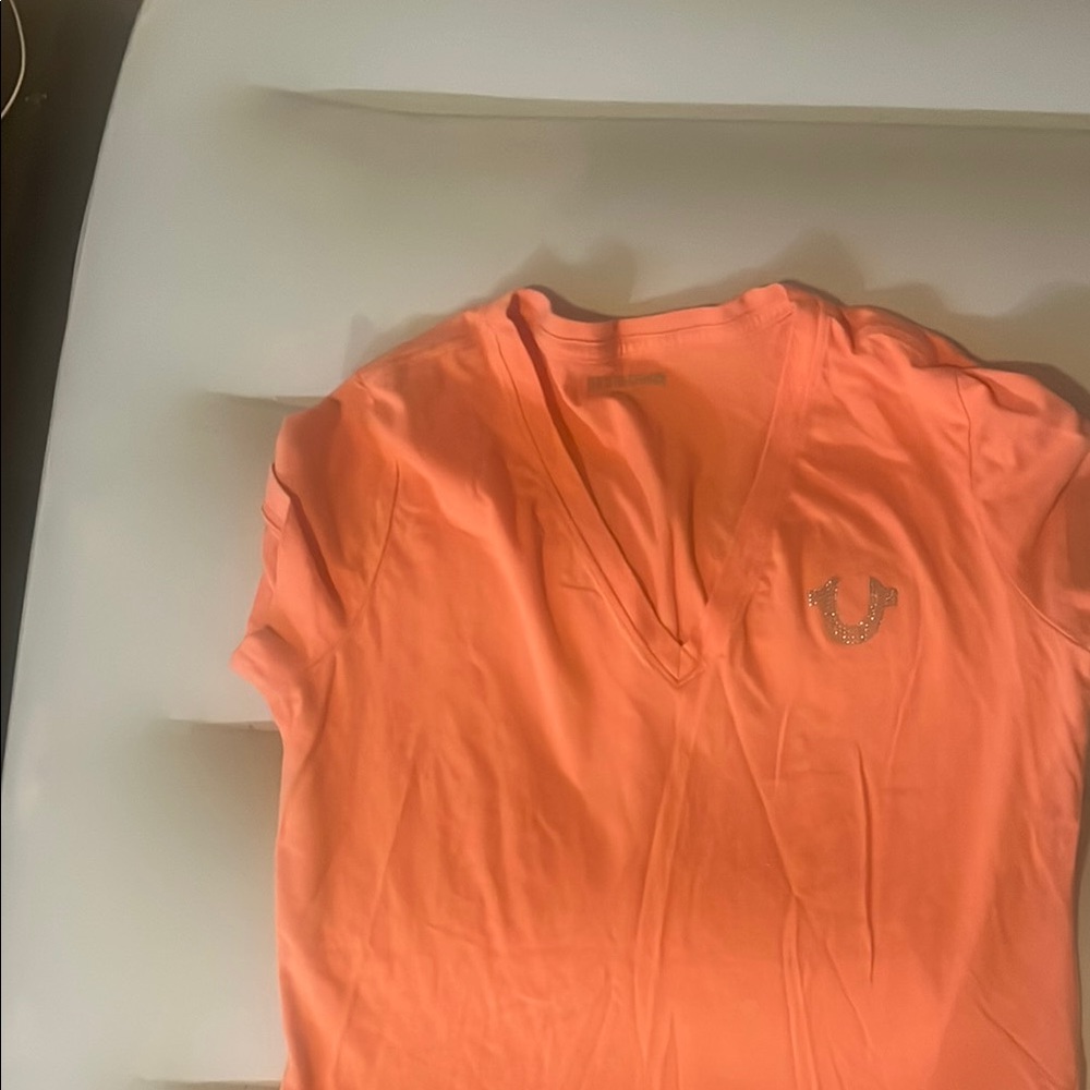 True Religion Orange V-Neck Top